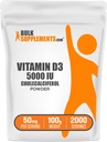 BulkSuplementos.com Vitamina D3 Pó - Colecalciferol, 5000 UI - Gluten Free, 50mg (125mcg de Vitamina D3) por serviço, 100g (3,5 oz) (Pack of 1)