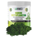 AKI Marine Phytoplancton Powder - Fonte de Raw Omega-3 EPA Micro Algas Nannochloropsis - Proteínas baseadas em plantas, vitaminas para o bem-estar geral - Fonte de proteína completa, Vegan & OGM grátis (2 oz/57g)