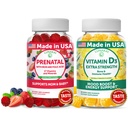 Pacote de Gummies de Pré-Natal e Vitamina D3 de Lunakai - Gravidez Gummy multivitamínico com ferro e ácido fólico - Imunidade, osso e humor Suporte Suplemento para Adultos - 30 Dias de Fornecimento