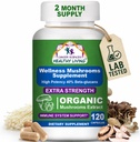 Cancer Sciences Organic Mushroom Supplement Cápsulas - 1500mg Não-GMO Wellness Mushroom Complex 40% Beta-Glucans -Turkey Tail, Reishi, Cordyceps, Chaga Extract for Brain & Imune Support 120 Cápsulas