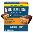 CLIF Builders Protein Bares - Chocolate Amendoim Butter Flavor - 20g Planta Based Protein - Gluten Free - Non-GMO - Low Glicemia - No Artificial Sweeteners - Value Pack, 2.4 onças (12 contagem)
