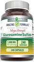 Fórmulas surpreendentes Sulfato de glucosamina 1000 mg Cápsulas Suplemento □ Não-GMO □ Gluten Free □ Made in USA (240 Count)