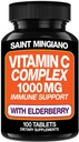 Vitamina C 1000mg com Suplemento de Elderberry - Duplo A Dosagem Padrão com 14 Ingredientes Especificamente Formulados - 100 Cápsula / Fornecimento de 3 Meses