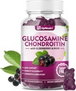 Glucosamina Condroitin Gummies Açúcar livre, Força extra 1500mg Glucosamina com condroitina HSH e açafrão, suplemento de apoio conjunto para homens e mulheres da saúde comum (60 contagem (Pacote de 1))