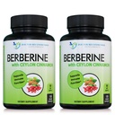 Berberina com Ceilão Canela - 1200mg Berberina & 100mg Ceilão Orgânico Canela - 120 Cápsulas Vegetais, Sistema Imune Saudável Coração Cardiovascular & Bem-Estar Gastrointestinal (Pacote de 2)