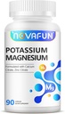 Suplemento de magnésio de potássio com zinco de cálcio 1185mg, Fórmula de alta potência para Cãis de perna, Saúde óssea e muscular, Não-GMO, Glúten livre, Vegan, 90 Cápsulas