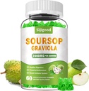 Açúcar sem Soursop Gummies Graviola - Folhas de Soursop Orgânico e Extrato de Fruta - Ajuda Digestiva, Suporte Imune e Propriedades Antioxidantes - 60 Pastilhas com sabor de maçã