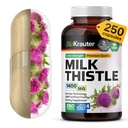 BIO KRAUTER® Light Thistle Supplement for Liver Cleanse & Detox - Puro Trevo Vegan Milk Extract 1400 mg por serviço Сontains Silymarin - 250 Cápsulas, 125 Dias de Abastecimento, Não-GMO