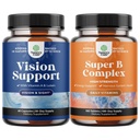 Pacote de suplemento completo de saúde ocular para adultos para visão de pressão de olhos secos e proteção de luz azul e multivitamínico adulto complexo vitamina B para impulso de humor de suporte imunológico e suplemento de memória