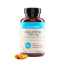 NaturezaWise alta pureza, cálcio natural 1250mg + Vitamina D3 1000UI + Óleo de coco MCT orgânico - Gravidez segura + não-GMO - Absorção amigável, sem glúten - 60 Softgels [30-dia de fornecimento]