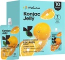Hethstia laranja Konjac Jelly com colagénio peptídeos, 10 Pouches Fruit Jelly Snacks, Low-Calorie Bebeble Jelly com vitamina C, sem açúcar, Keto, Gluten-Free, On-The-Go Light Snacks