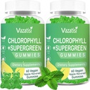 2 Pacote de pastilhas de clorofila com superverdes orgânicas, Antioxidante Natural, Aumento de energia, Suporte imunológico, Digestão, Cuidados com a pele, Mulheres e homens, Adulto & Kid - 120 chicletes orgânicos Vegan