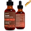 Super Cogumelos 8-em1 - 2 fl oz Extrato Líquido - Brain Booster & Immune Suporte Drops - Reishi, Mane Leão, Cordyceps, Chaga, Mitake, Turquia caudas, Shiitake, Agaricus - alta potência - 45-Dia de fornecimento