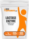 BulkSuplementos.com Lactase Enzima (3000 ALU) Pó - Lactase Enzima Suplemento, Suporte Digestivo - Sem Glúten, 1g por serviço, 500g (1,1 lbs) (Pacote de 1)