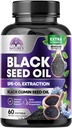 Cápsulas de óleo de semente preta 1000mg com Thymoquinone - Puro Nigella Sativa para a saúde da pele e suporte imunológico, 100% óleo de semente preta, Extração surpreendente acima frio Pressionado Black Cumin Seed - 60 Softgels
