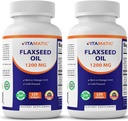 Vitamatic 2 Pack Flaxseed Oil 1200mg 120 da semente de linho prensada a frio - 675 mg de ácido gordo ALA Omega 3 para melhorar a saúde do coração