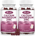 Gummies de zinco de magnésio de cálcio com glicinato de magnésio 200mg, potássio, D3, musgo marinho, humor calmo e suporte ao sono- Crianças e adultos 2 Pack