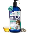 Óleo de peixe líquido para cães com Ômega 3, 6 & 9 ácidos gordos, selvagem capturado da Islândia, pele e casaco Suplemento para derramamento, pele comichosa, alergias, saúde do cérebro e coração, rico em EPA + DHA - 32 onças
