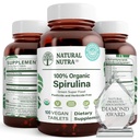 Natural Nutra 100% USDA orgânicos comprimidos espirulina, Ajuda a manter as gorduras do corpo, Promove a saúde do fígado, Promove o sistema imunológico, Ajuda a melhorar o metabolismo, Promove a imunidade, 300mg, 100 Tablets Vegan