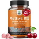 Vitamina mastigável B12 1000 mcg - Vitamina Vegan B12 metilada para suporte ao cérebro Energia Natural - Saúde óssea Olho cuidados e humor aumentar com a pele do cabelo e unhas Halal Vitaminas