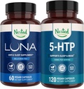 Nested Naturals Luna Melatonin-Free Sleep Supplement (60 Cápsulas Vegan) & 5-HTP 100mg (120 Cápsulas Vegan) para melhor sono, relaxamento e humor