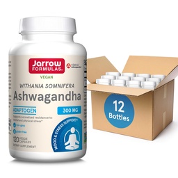 Jarrow Fórmulas Ashwagandha 300 mg - 120 Cápsulas Veggie - Saúde Geral e Resistência à Fadiga - Suplemento Suporta Endurance, Músculo Recuperação & Saúde Cognitiva - 60 Servimentos (Pacote de 12)