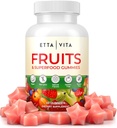 Superfrutas Gummies Suplemento para Bloating & Gut Health, 9 Superfrutos Suplemento para Adultos e Crianças, Imunidade e Antioxidante Suporte, Não-GMO, Baseada em pectina, Sem glúten, Sem cápsulas
