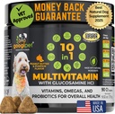Googipet Premium 10 em 1 Cã Vitaminas Multivitamina Mastigável com Probióticos para Gut Saúde, Dog Vitaminas e Suplementos w/Vitamina C & Glucosamina para Apoio Conjunto (Manteiga de Peanut & Pumpkin Flavor)