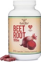 Beterraba Raiz em pó Cápsulas (Organic e Vegan) (210 Contagem, 1.000mg por serviço) - Super Alimentos de beterrabas com alto nitrato para o apoio geral à saúde por madeira dupla