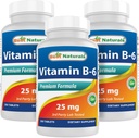 Melhor Natural Vitamina B6 25mg 250 Comprimidos (250 Contagem de 3)