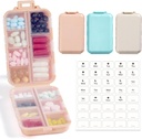 3 Pack, 14 GRIDS caixa organizador de pílulas de viagem com rótulos - Kit de caso de medicina de viagem - Pocket Daily Pharmacy Container - Dispensador Titular de medicamentos de viagem para armazenamento suplemento de vitamina de óleo de peixe