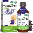 Wellements Organic Elderberry Syrup for Kids Suportes Imune Health* para bebês e crianças, feito com Elderberry Orgânica, USDA Certified Organic & Non GMO