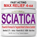 Sciatica Nerve Creme - Creme de conforto de força máxima para pés, mãos, pernas, dedos dos pés, Voltar - Natural Ultra Força Arnica, HSH, Menthol, Conforto calmante, Grande 4 Oz