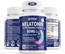Melatonina 50 mg para Adultos - Força extra 9-em-1 rápida dissolução sublingual - w/Vitamina D3 & HSH, Relaxante mistura de ervas-Ashwagandha, Limão Balm, Passionflower, Camomila, Açúcar grátis, Vegan 180 Servings