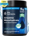 NUTRIENTES KEY Creatina Monohidrato Pó + Eletrólitos, 5000mg Creatina em pó, Creatina Micronizada Monohidrato, Creatina Criatura - 60 Servões, Made in USA
