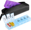 Caixa de pílulas de 7 dias destacável, 14 compartimentos Medicine PP Storage Box, BPA-Free Travel Medicine Box com saco impermeável, caixa de caixa de pílulas duas vezes por dia para suplementos de vitaminas, e óleo de peixe