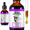 15 em 1 Dog Multivitamin Drops para cães - Vitaminas e Suplementos Dog Natural Multivitamins and Minerals - Glucosamina, HSH para pele e casaco, Saúde do coração, Ossos, Conjunção, Suporte do sistema imunológico