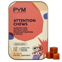 PYM Atenção Mastiga Suporte para Procrastinação, Foco e Produtividade, 20 Contagem, 518mg L-Carnitina, 54mg Tyrosine, 11mg L-Taurine, Cafeína-Free , All-Natural Mood Boost Supplement Made in USA