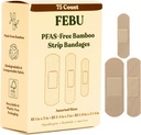 FEBU Bandagens de tecido de bambu Eco-Friendly □ PFAS Free Flexible Fabric Bandages □ Bandagem Hipoalergênica Natural para Sucatas, Cortes e Primeiros Socorros