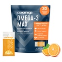 Coromega MAX 2400mg Omega-3 Óleo de peixe + vitamina D Squeeze Packets, Wild-Caught, Sem gosto de peixe - 3X melhor absorção do que Softgels, Suporta Cérebro & Saúde do Coração (30 Servões, Citrus Burst)