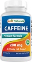 Melhores pílulas naturais de cafeína 200mg, 120 contagem
