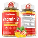 Vitamina B1 Gummies - Benfotiamina 500mg com Vitamina B6 B9 B12 & Magnésio para Nerve Saúde, Energia & Metabolismo Suporte - Açúcar Livre, Não OGM, Vegan, 60 Condes
