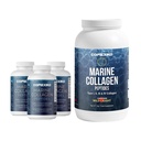 CORREXIKO Marine Colágeno Suplemento Pílulas & Powder Bundle 3 Month Supply - Inclui 10.000mg Duplo Colágeno Hidrolisado Pó 1kg e 1800mg Colágeno Peptídeos 360 Cápsulas - para Cabelo, Pele e unhas