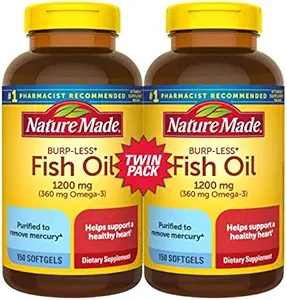 Óleo de peixe Burp-Less, 1200mg, 360mg Omega 3, 150ct