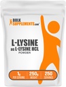 BulkSuplements.com L-Lysine Powder - Suplemento de lisina, Aminoácido Essencial, para suporte imunológico - Sem glúten, 1g por serviço, 250g (8,8 oz) (Pacote de 1)