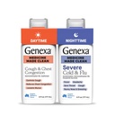 Genexa Tosse e Congestão Diurna + Pacote de Combo de Frio e Grisalho Nocturna Severo, Tingimento Livre, Aditivos Artificiais 0%, Multi-sintoma Líquido Tosse, Frio, & Gripe, sabor de mirtilo orgânico, 12 fl oz (2 Pack)