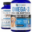 Ómega 3 Óleo de peixe para cães Cápsulas - Óleo de salmão para cães - Suplemento de óleo de peixe de cão Pode ajudar Shedding, Alergia, Coceira - Suporte pele seca, articulações - Pele de cão e casaco Suplemento - 180 Pílulas de óleo de peixe