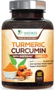 Suplemento de Curcumina Turmérica 1950mg - 95% de Curcuminóides com Açafrão Orgânico & Extrato de Pimenta Negra BioPerine para Melhor Absorção, Apoio Conjunto Vegan da Natureza, Não-GMO, Engarrafado nos EUA - 180 Cápsulas