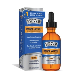 Suporte Imune Prata Soberano - Prata Colóide, Hidrosol de Prata Bio-Ativa, 10 ppm, Dropper Líquido, 2 Fl Oz, (59 ml)