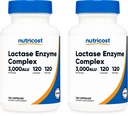 Nutricost Lactase Enzyme Complex 3.000 FCC ALU, 120 Cápsulas Veggie - Não-GMO, Gluten Free, 120 Servings (2 Garrafas)